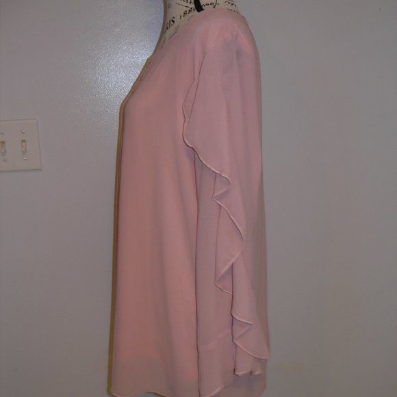 Anggrek Women's New XL Blouse Top Dusty Rose Pink Ruffled Long Sleeves Tags - Picture 7 of 13